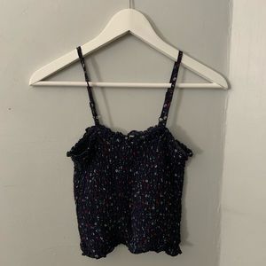 Smocked floral tank top